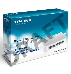 Коммутатор TP-Link SOHO  TL-SF1005D Коммутатор 5-port 10/100M mini Desktop Switch, 5 10/100M RJ45 ports, Plastic case