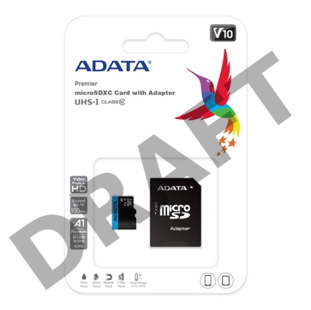 Флеш карта Micro SecureDigital 128Gb ADATA AUSDX128GUICL10A1-RA1 {MicroSDXC Class 10 UHS-I, SD adapter}