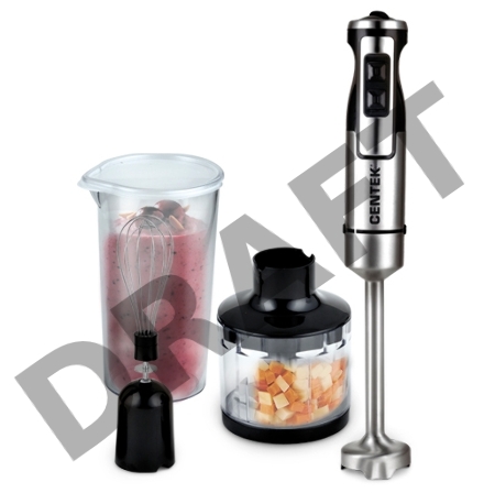 Блендер Centek CT-1338 (черн/сталь) 1300Вт DC мотор, РЕГУЛЯТОР МОЩНОСТИ сLED, стакан, чоппер, венчик
