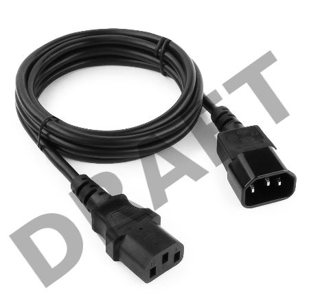 Кабель питания сист.блок-монитор Cablexpert PC-189, 1.8м, C13-C14, 6А, черный, с заземлением