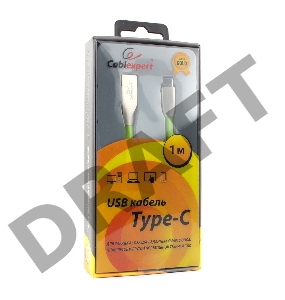 Кабель USB 2.0 Cablexpert CC-G-USBC01Gn-1M, AM/Type-C, серия Gold, длина 1м, зеленый, блистер
