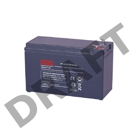 Батарея Powercom PM-12-9.0 (12V 9Ah) клемма T2(250)/T1(187)