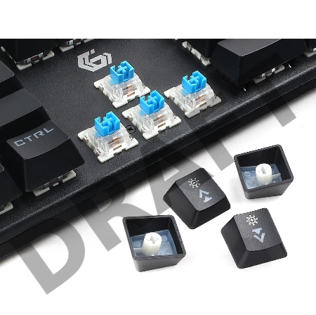 Клавиатура механ Gembird KB-G550L, USB, черн, переключатели Outemu Blue, 104 клавиши, подсветка 6 цветов 20 режимов, FN, кабель тканевый 1.8м