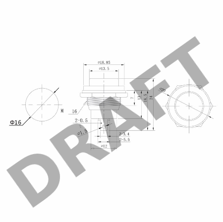 Выключатель-кнопка  металл 250V 2А (2с) (ON)-OFF  Ø16.2  красная  REXANT