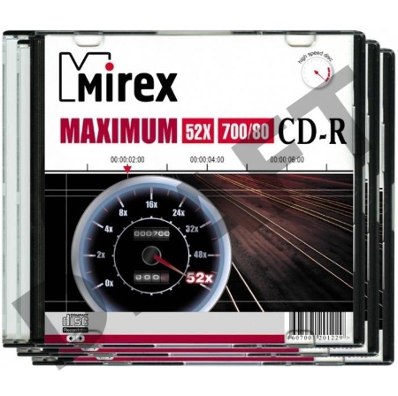 Диск CD-R Mirex 700 Mb, 52х, Maximum, Slim Case (5), (5/200) упаковка из 5 шт
