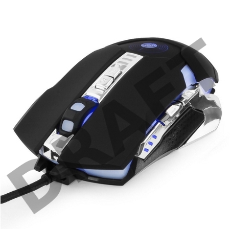 Мышь игровая Gembird MG-530, USB, 5кнопок+колесо-кнопка+кнопка огонь, 3200DPI, подсветка, 1000 Гц, программное обеспечение для создания макросов