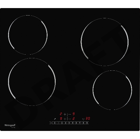 Встраиваемые электрические панели Weissgauff HV 640 BS, 60 см, стеклокерамика Vitro Ceramic Glass, черная