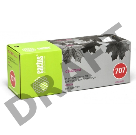 Тонер Картридж Cactus CS-C707M пурпурный для Canon LBP-5000 (2000стр.)
