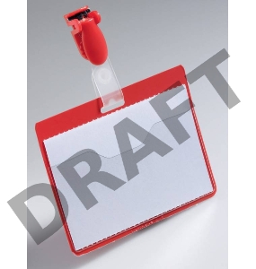 Бейдж Durable 8106-03 60х90мм горизонтальный зажим+клип красный (упак.:25шт)