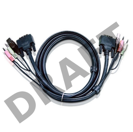 Кабель ATEN KVM USB(тип А Male)+DVI-D(Male)+2хАудио(Male) (-) USB(тип B Male)+DVI-D(Male)+2хАудио(Male) 1,8м., черный. CABLE DVI/USBA/SP.MC-DVI/USB B 1.8M