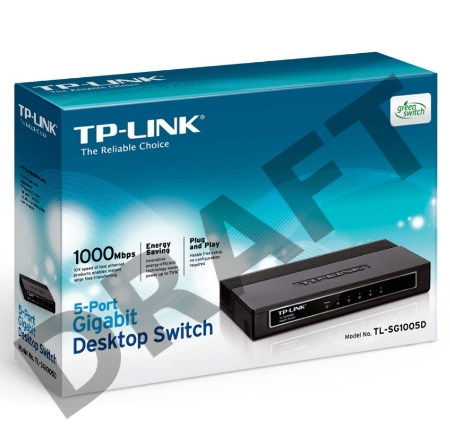 Коммутатор TP-Link SMB TL-SG1005D Коммутатор 5-port Gigabit Switch, plastic case
