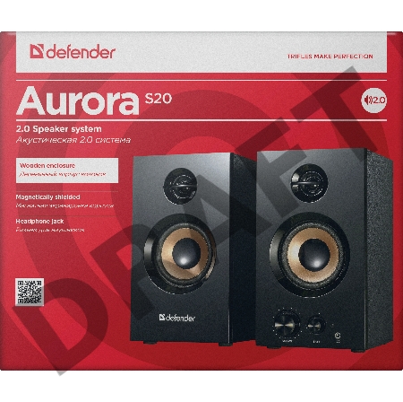 Колонки Defender AURORA S20 { 2x10 Вт RMS,20-20000 Гц, разъём для наушников } 65419