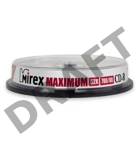 Диск CD-R Mirex 700 Mb, 52х, Maximum, Cake Box (10), (10/300)