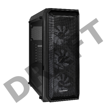 Корпус Miditower ExeGate i3 NEO-PPH500 (ATX, БП 500PPH 80+Bronze 12см, 2*USB+1*USB3.0, HD аудио, черный, 3 вент. 12см с RGB подсветкой, контроллер + ПДУ, ARGB MB кабель, пылевые фильтры, боковая панель - закаленное стекло)
