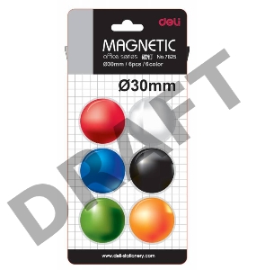Магнит для досок Deli E7825 ассорти d=30мм круглый (упак.:6шт)