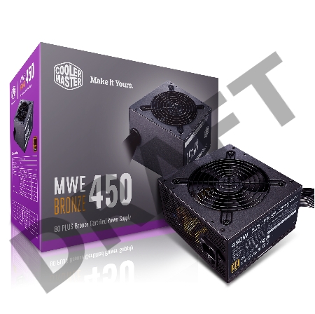 Блок питания Cooler Master MWE Bronze, 450W, ATX, 120mm, 6xSATA, 2xPCI-E(6+2), APFC, 80+ Bronze CLM-MPE-4501-ACAAB-EU