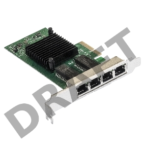Сетевой адаптер ExeGate EXE-I350-T4V2 (PCI-E x4 v2.1, порты 4xRJ45 (медные), 10/100/1000Mbps, Gigabit NIC Intel Chipset NHI350AM4)