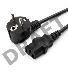 Кабель питания Cord Power Gembird/Cablexpert PC-186 / 1.8м, Schuko- C13, 4А, черный, с зазем.