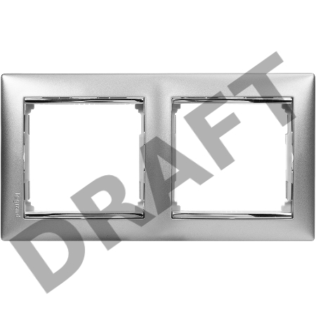 Рамка 2 поста гор., Алюминий/Серебряный штрих Valena 