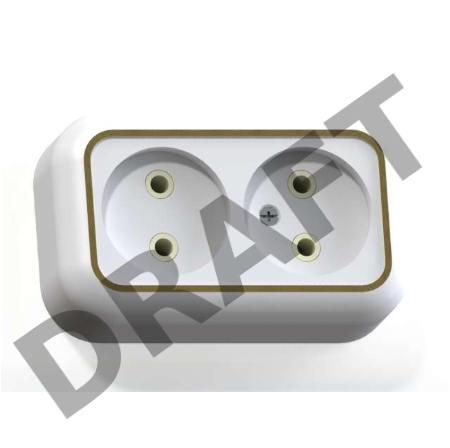 Розетка 2-м ОП Валентина 10А IP20 РА10-382 бел. /зол. Кунцево 5417