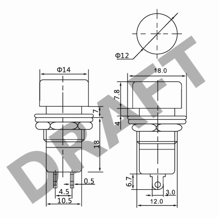 Выключатель-кнопка  250V 1А (2с) ON-OFF  красная  REXANT