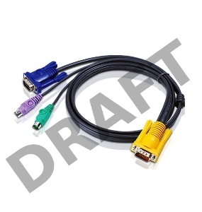 Кабель ATEN KVM Cable 2L-5206P -Кабель для KVM: 2*PS/2(m)+DB15(m) (PC) -на- SPHD15(m) (KVM), 6м