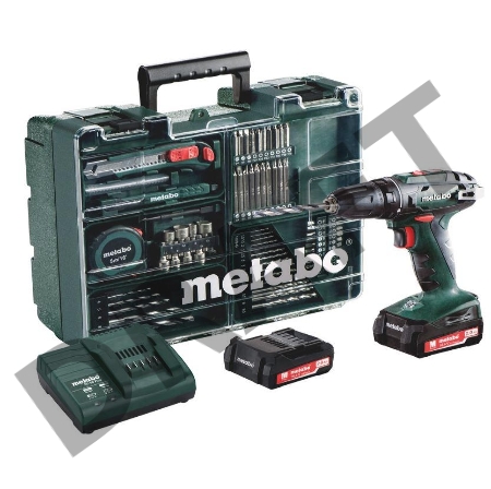 Дрель-шуруповерт безударная Metabo BS 14.4 602206880 { 14,4В, 2х2.0Ач LiIon, с набором оснастки 74 предмета, вес 1.8 кг }
