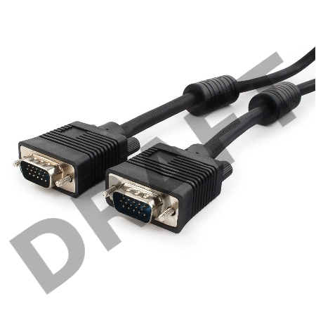 Кабель VGA Premium Cablexpert CC-PPVGA-10-B, 15M/15M, 3.0м, черный, тройной экран, феррит.кольца, пакет