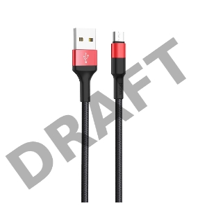Кабель USB 2.0 hoco X26, AM/microBM, черно-красный, 1м