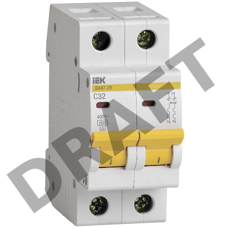 Выключатель автоматический модульный 2п C 32А 4.5кА ВА47-29 ИЭК MVA20-2-032-C
