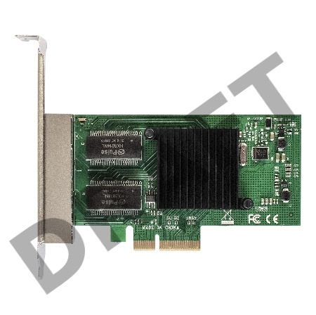 Сетевой адаптер ExeGate EXE-I350-T4V2 (PCI-E x4 v2.1, порты 4xRJ45 (медные), 10/100/1000Mbps, Gigabit NIC Intel Chipset NHI350AM4)