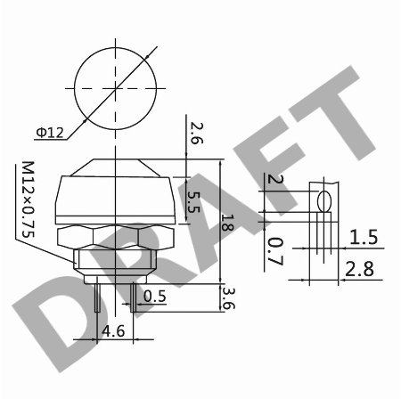 Выключатель-кнопка  250V 1А (2с) OFF-(ON)  Б/Фикс  красная  Micro  REXANT