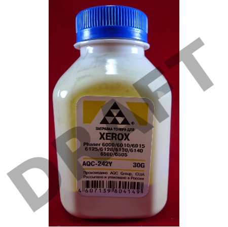 Тонер XEROX Phaser 6000/6010/6015/6125/6128/6130/6140/6500/6505 Yellow, (фл.30г.) AQC фас. России