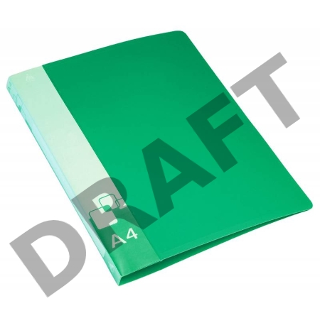 Папка на 2-х D-кольцах Бюрократ -0840/2DGRN A4 пластик 0.8мм кор.40мм внут.и торц.карм зеленый