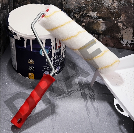 Валик полиамид белый с желтой полосой, ворс 11 мм, ширина ролика 240 мм, Ø 42 мм, бюгель 8 мм, серия «Мастер» REXANT