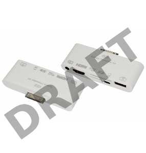 Адаптер AV 6 в 1 для iPhone 4/4S на HDMI, USB, microSD, SD, 3.5 мм, microUSB