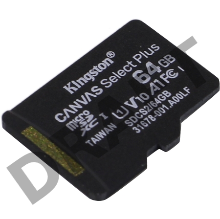 Флеш карта microSDHC 64GB microSDXC Class10 Kingston <SDCS2/64GBSP> Class10 UHS-I Canvas Select up to 100MB/s