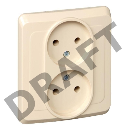 Розетка 2-м СП Этюд 16А IP20 без заземл. крем. SchE PC16-005K