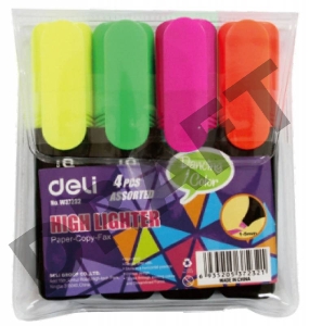 Набор маркеров текстовых Deli E37232 скошенный пиш. наконечник 1-5мм 4цв. пакет с европодвесом (4шт.)