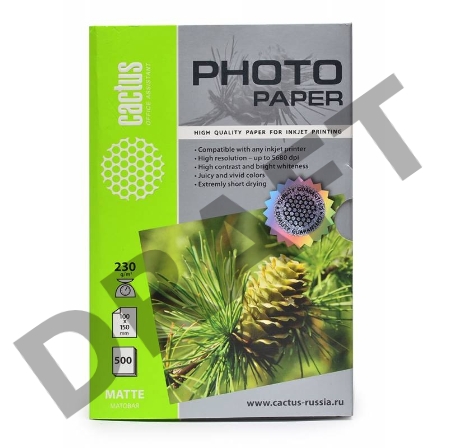 Фотобумага Cactus CS-MA6230500 матовая A6 230 г/м2 500 листов
