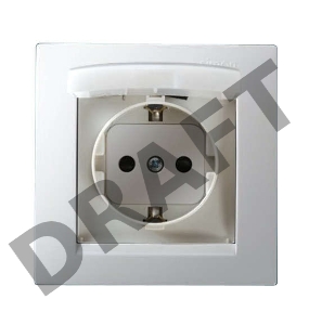 Розетка 1-м СП Simon15 с защ. крышкой защ. шторки с заземл. IP44 бел. Simon 1590450-030