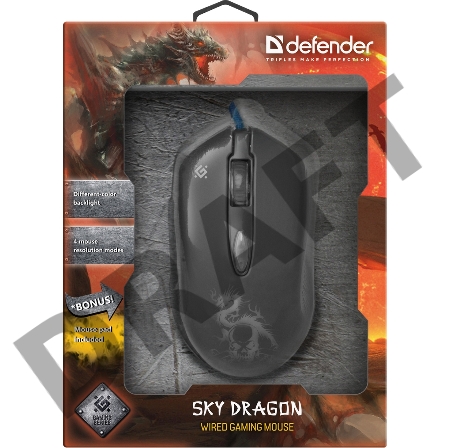 Мышь проводная DEFENDER USB OPTICAL SKY DRAGON GM-090L 52090