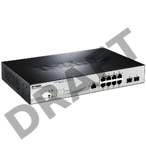 Управляемый коммутатор D-Link DGS-1210-10P/ME 2 уровня с 8 портами 10/100/1000Base-T с поддержкой PoE и 2 портами 1000Base-X SFP