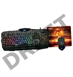 Игровой набор Qumo Wartime K51/M67, кл-ра проводная, 104+10 клавиш, подсветка RGB, мышь проводная, оптическая, RGB running, 1200/1600/2400/3200 dpi