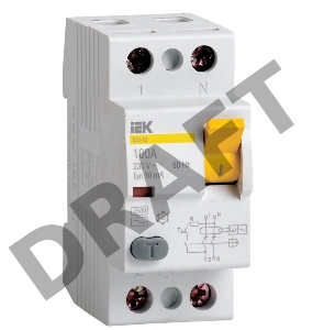 Выключатель дифференциального тока (УЗО) 2п 80А 30мА тип AC ВД1-63 ИЭК MDV10-2-080-030