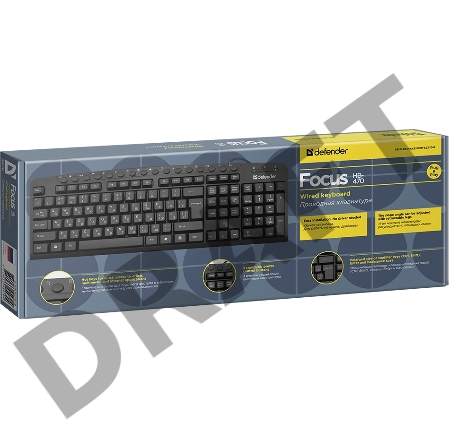 Клавиатура проводная  Defender Focus HB-470 RU USB (Черный) 123клавиши  (45470)