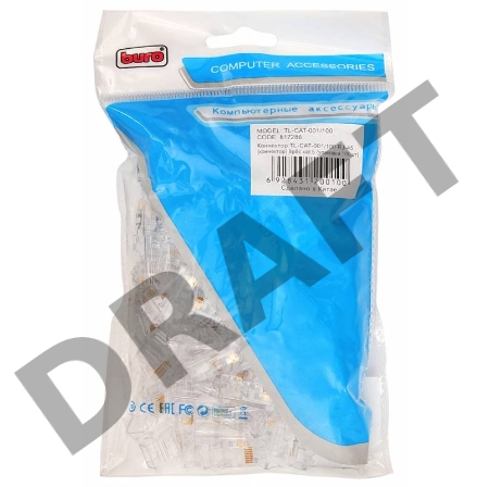 Коннектор Buro TL-CAT-001/100 RJ-45 (коннектор) 8p8c кат.5 (упаковка 100шт) Коннектор Buro TL-CAT-001/100 RJ-45 (коннектор) 8p8c кат.5 (упаковка 100шт)