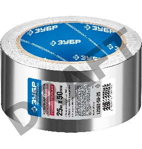 Алюминиевая лента, ЗУБР Профессионал 12262-50-25, до 120 °С, 60мкм, 50мм х 25м