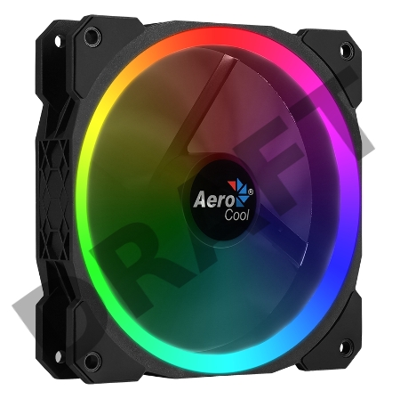 Вентилятор Aerocool ORBIT , 120x120x25мм, 16,8 млн. цветов, RGB подсветка в виде двойного кольца, 3-Pin, 1200 об/мин, 55,9 CFM, 14,1 дБА