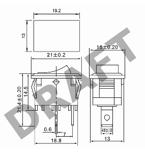 Выключатель клавишный 250V 6А (2с) ON-OFF красный  Mini  (RWB-201, SC-768)  REXANT